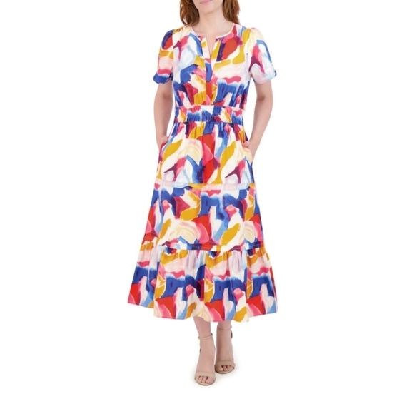 Colorful Abstract Print Women's Dress - Picture 1 of 4